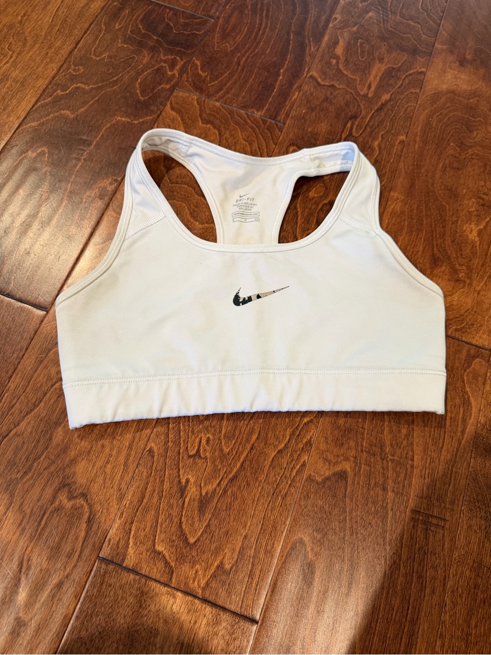 Nike Women’s Small White Racerback Dri-FIT Medium Support Sports Bra